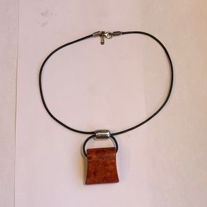 N0965 Silpada sterling sponge coral pendant on leather